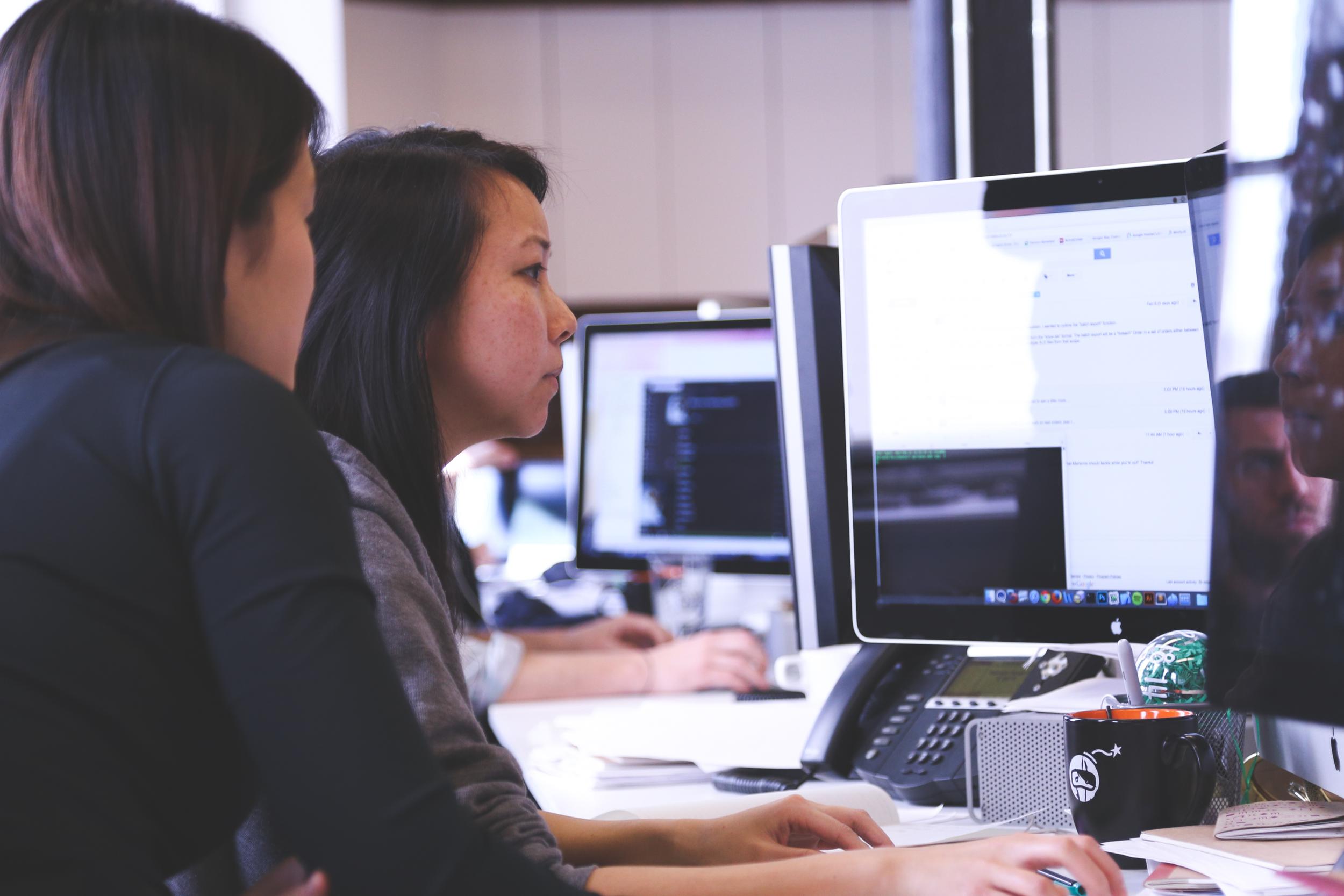 Working with technology and a computer